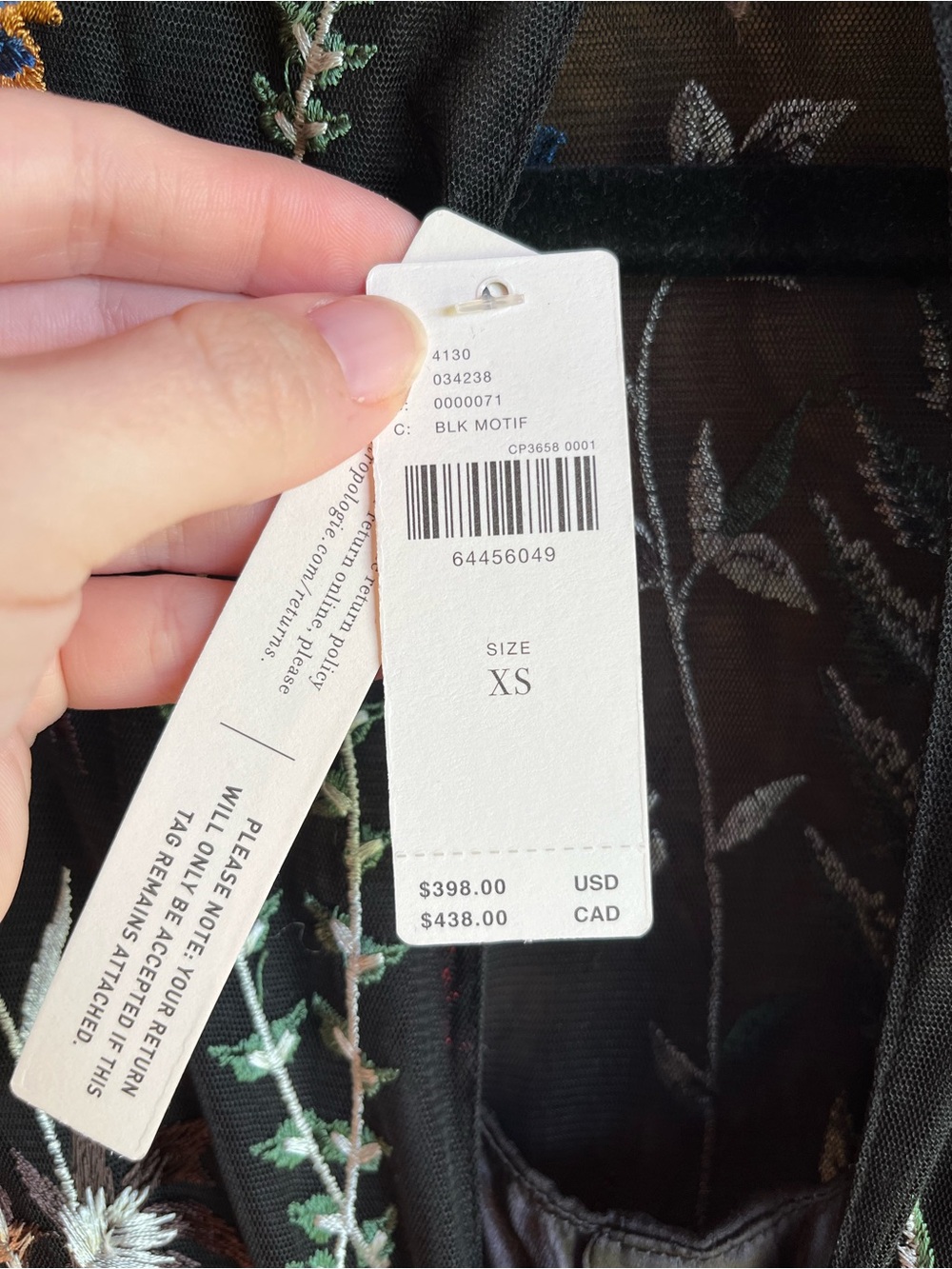RANNA GILL - NWT Anthropologie Black Maxi Dress Multicolor Floral Embroidery - Picture 8 of 15